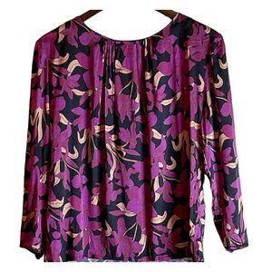 Chloe Kristyn Women's Magenta Floral Blouse Black Burgundy Size M NWT